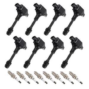 8x Ignition Coils + 8x Spark Plugs For Nissan Armada Pathfinder Infiniti QX56 - Picture 1 of 12