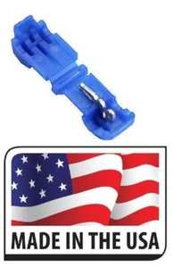 (100) BLUE HIGH QUALITY NYLON  T-TAP CONNECTOR WIRE TAPS 18-14  AWG MADE IN USA - Picture 1 of 1