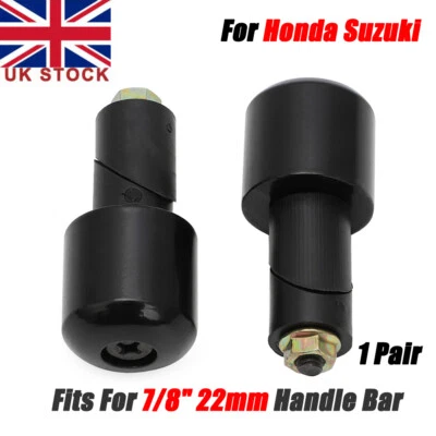 For Honda Suzuki 7/8" Handle Bar Ends Heavy Weight Vibration Reducing Grip Plugs - Image 1 of 4