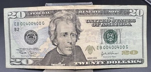 2004 $20 Federal Reserve Radar Note Low Repeat # 00400400 Serial Number Circ - Picture 1 of 5