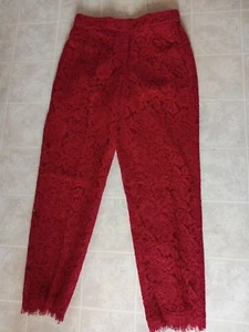 Pantalones de vestir al tobillo de encaje floral J Crew para mujer rojos talla 2T - Imagen 1 de 3