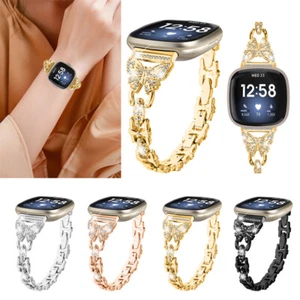 Mujer Bling Estrás Mariposa Banda de Acero Correa para Fitbit Versa 3/4 Sense 2 - Imagen 1 de 16