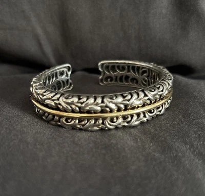 Brazalete raro Charles Krypell oro 18K 14K plata 925 hiedra Foto 1 de 4