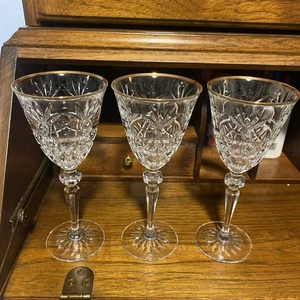 3 Cristal D'Arques Durand - Joanna - Gold Rim Crystal Goblets Vtg Discontinued - Picture 1 of 7