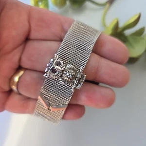 Vintage Sarah Coventry silberfarben Mesh Armband 7" Handgelenk - Bild 1 von 3