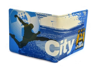 Manchester City Wallet Bifold Official Football Club Crest Logo & Stadium Prints - Image 1 of 4