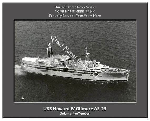 USS Howard W Gilmore AS 16 Personalized Canvas Ship Photo Print Navy Veteran 2 - Image 1 of 1