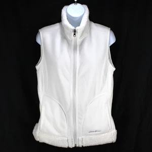 Eddie Bauer Vest Women's Small S Reversible White Fleece Full-Zip Layering - Picture 1 of 5