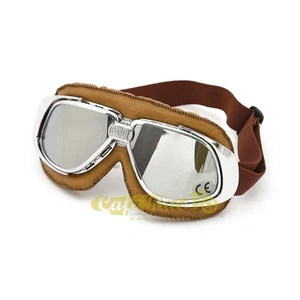 Glasses Starter Brown Lenses A Mirror Homologated for Motorcycle vintage Custom - Bild 1 von 1