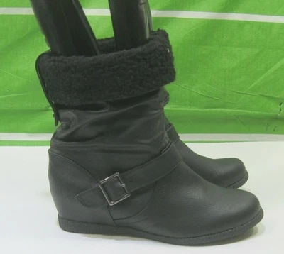 BAMBOO new BLACK   2.5"WEDGE HEEL Round Toe  Ankle Boots WOMEN  Size 7.5 - Image 1 of 4