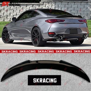 Fits 2017-2022 Infiniti Q60 Carbon Fiber/Gloss black Rear Trunk Lip Spoiler Wing - Picture 1 of 23