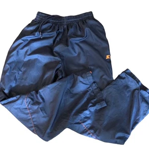 VTG Vintage Y2K Track Pants Blue orange lined polyester 32 34 Medium streetwear - Picture 1 of 8