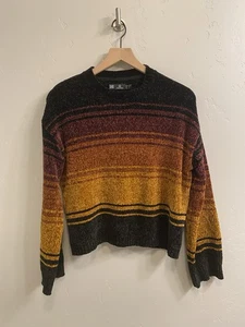 Volcom Women’s Size XS/S Black & Rust Stripe Chunky Knit Sweater - Picture 1 of 15