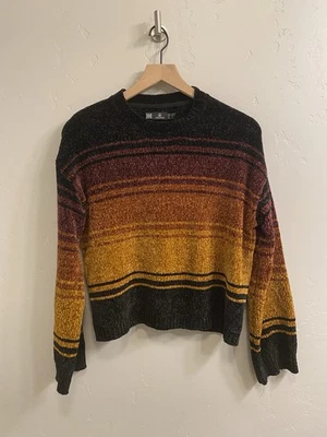 Volcom Women’s Size XS/S Black & Rust Stripe Chunky Knit Sweater - Image 1 of 4