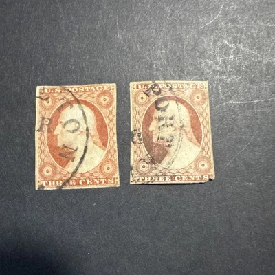 US Scott #10A y 11A 3c Washington usado Foto 1 de 2