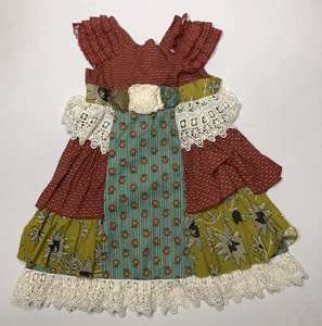 Mustard Pie Ruffle Crochet Floral Patchwork Dress P120 - Picture 1 of 13