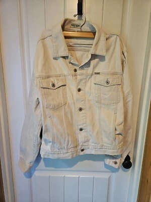 Chaqueta de Camionero Denim GUESS De Colección Años 90 Para Hombre Grande Crema Corte Americano 26x26 Foto 1 de 4