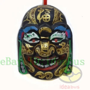 Chinese Art Wood Hand Carved Painted NUO MASK Walldecor - Happy Buddha 7.25"tall - Picture 1 of 12