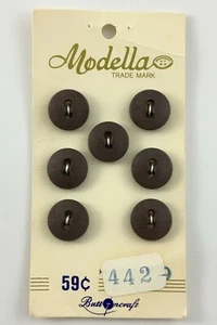 Set of 7 Modella Vintage Brown Buttons Etched Pattern .5in 148D - Picture 1 of 5