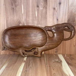 Hand carved Signed Gazelle, Bowl, Dish, Trinket, Nut, Jewelry Wooden Dish - Picture 1 of 10