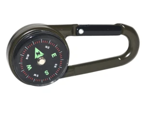New Hiking Camping Hook Keychain Compass Thermometer Alloy Double Sided - Picture 1 of 3