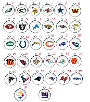 Football Team Glass Cabochon Charms,  Old Style Pendants for Jewelry/Crafts - Image 1 of 3