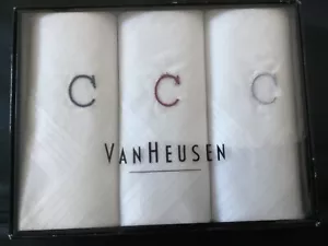 Van Heusen Hankerchiefs Hanky Monogrammed Red Blue Gray "C" - Picture 1 of 1