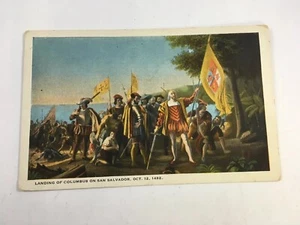Landung von Kolumbus auf San Salvador Vintage Farbpostkarte unbesendet  - Bild 1 von 10