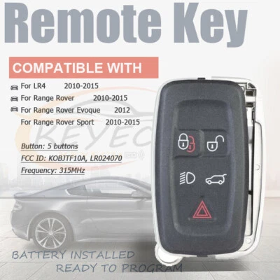 2010 2011-2013 para Land Rover Range Rover Evoque deportivo remoto coche llavero 5B Foto 1 de 4