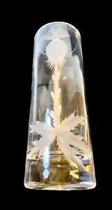 Vaso cilindro vintage scozzese cardo design cristallo inciso usato in ottime condizioni - Foto 1 di 5