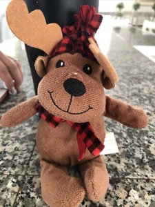 Greenbrier International Elch Plüsch mit rot kariertem Schal 8 Zoll - Bild 1 von 4