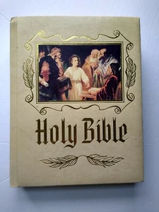 Heirloom LARGE HOLY BIBLE MASTER REFERENCE EDITION - KJV 1988 White w/ Gold - Picture 1 of 11