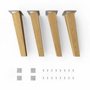4x sossai® Eckige Holzfüße Eiche Schräge Ausführung Tischbeine Holz Möbelbeine - Bild 1 von 15