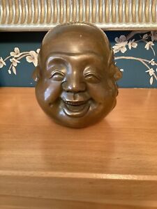 14cm/5.5inch Old tibet 4 faced Buddha head statue Signed Auspicious Figures