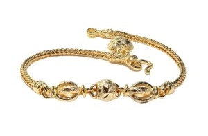 Cute! Beads Bracelet 6.75 inch Heart Charm Thai Made 24K Gold GP Jewelry GT23 - Picture 1 of 5