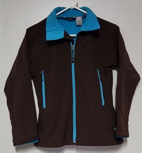 Womens Snozu Brown And Blue Fleece Lined Jacket With Removable Hood Size S - Picture 1 of 14