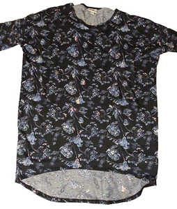 Camisa para mujer LuLaRoe XS negra pulóver top azul oscuro patrón floral” - Imagen 1 de 16