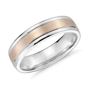 Fabulous Wedding Band For Men's In 10K Two-Tone Gold - Picture 1 of 3