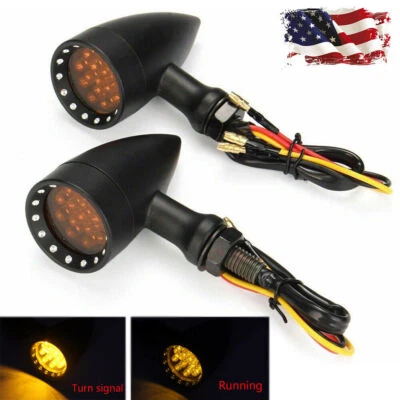 2X Motorcycle LED Turn Signal Black Blinker Light For Honda Shadow VT750 VT1100 - Image 1 of 4