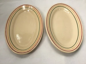 Vintage Buffalo Pendleton Streifen Platte oval Restaurant Ware 9" creme 18-22 verfügbar - Bild 1 von 4