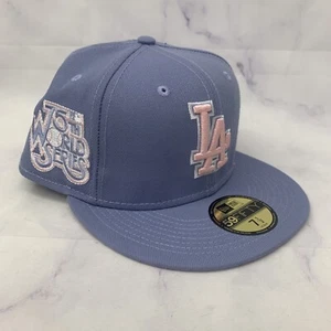 Los Angeles Dodgers New Era 75th WS Side Patch 59Fifty Fitted Hat  Pink UV - Picture 1 of 8