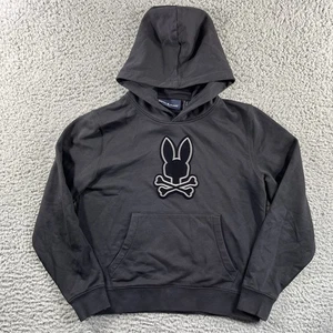 PSYCHO BUNNY HOODIE KIDS 10-12 YEARS MEDIUM BLACK GRAY PULLOVER SWEATSHIRT HOOD - Picture 1 of 11