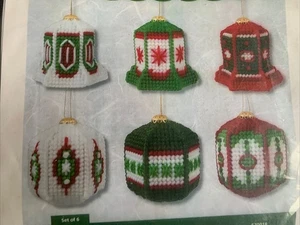 Traditional Baubles and Bells Ornaments Plastic Canvas Needlepoint Kit Unworked - Picture 1 of 9