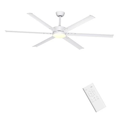  72 Inch Large Industrial Ceiling Fan with Lights Remote Control Big White - Image 1 of 4