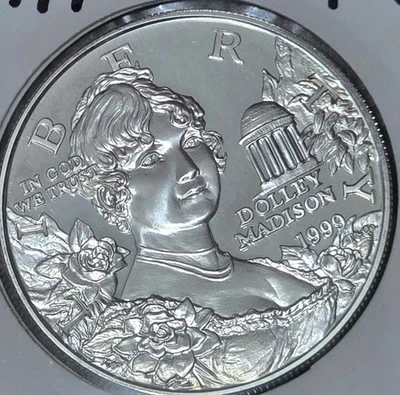1999 P Dolley Madison Commemorative Uncirculated Silver Dollar Proof US Coin - Image 1 of 2