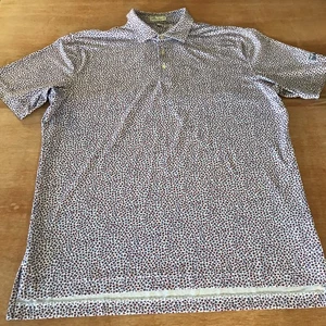 Peter Millar Summer Comfort Polo Shirt Men L Purple Bumble Bee Logo Short Sleeve - Picture 1 of 14