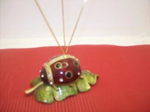 JEWELED ENAMEL LADYBUG ON LEAF MULTI PICTURE HOLDER 4" X 7.75" - Picture 1 of 7