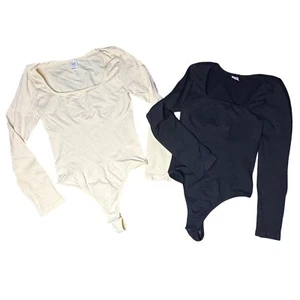 Mode Body Langarm Eckiger Ausschnitt Rippstrick Oberteil XL - Bild 1 von 7