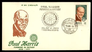 MayfairStamps Brazil FDC 1968 Rotary International Paul Harris First Day Cover a - Picture 1 of 2