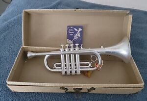 Vintage Emenee "The Golden Trumpet" Toy Plastic Trumpet With Case 1950s New York